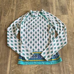 Cabana Life Sardinia Sands Aqua & White Rashguard.